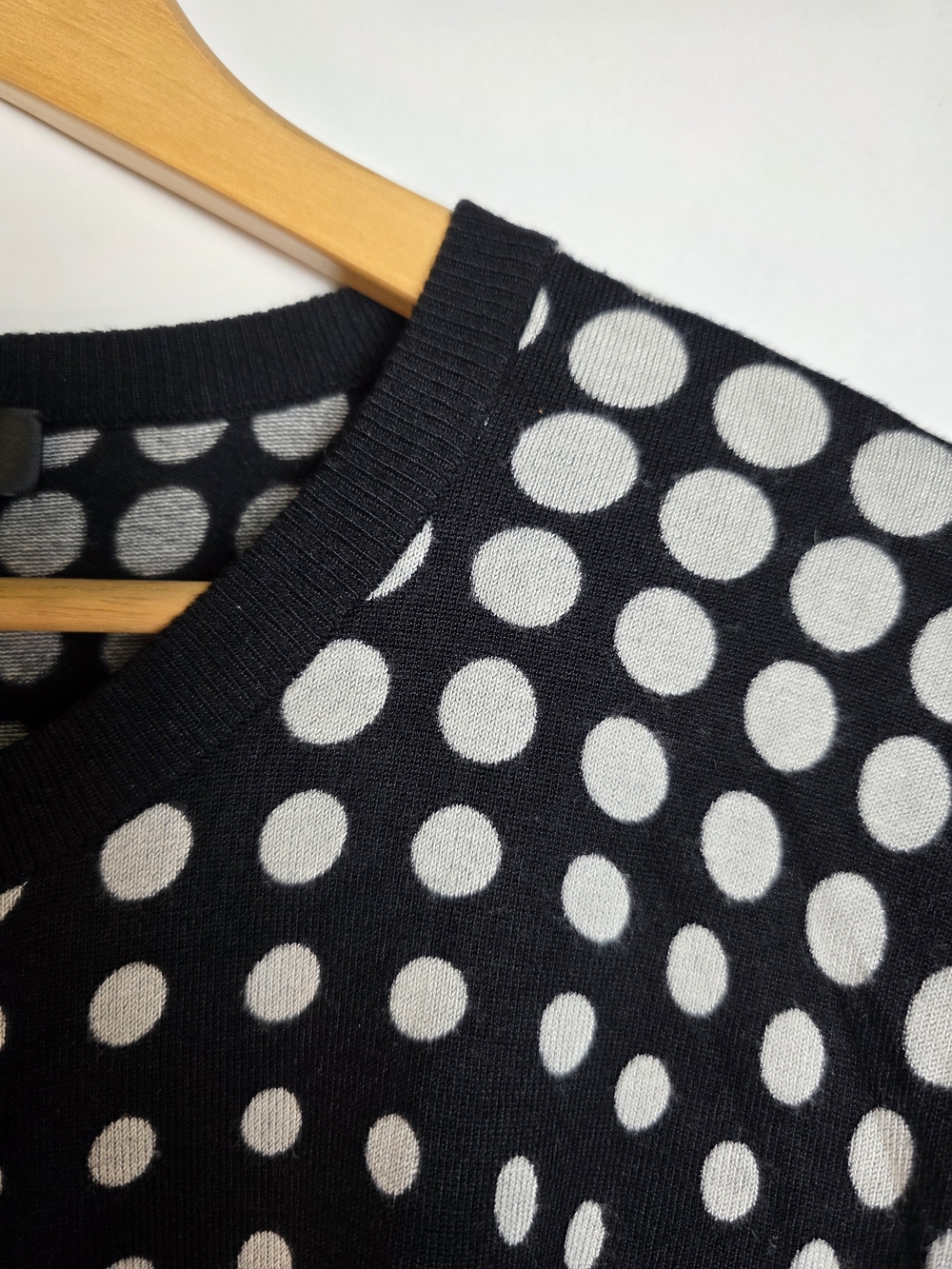 Spense Knits Black & White Polka Dot Button Front Cardigan XL Cottagecore - Picture 4 of 8